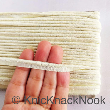 2mm Flanged Insertion Piping on 9mm Band, Off White Art Silk Trim, Cord piping Trim